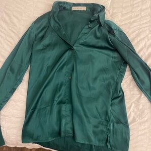 Everlane Green Silk Blouse
